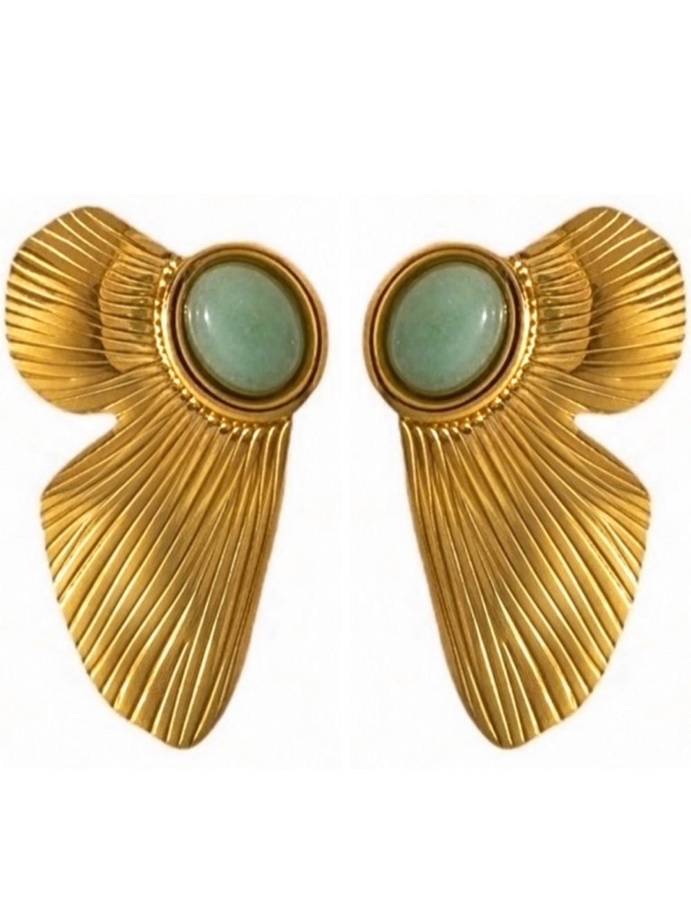 “Jade Butterfly Wing” Streak Moth Insect Fairy Angel Reverse Inverted Steel Stud